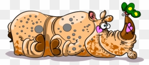 Rhino Clipart Funny - Lustiger Niedlicher Cartoon-beigerhino Puckdecke