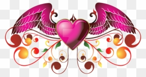 Pink Heart With Wings By Artbeautifulcloth On Deviantart - Flaming Hearth With Wings Shower Curtain