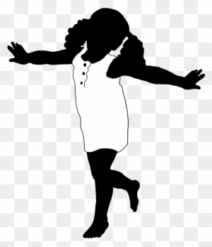 Silhouette Girl Jumping - Silhouette Girls Playing