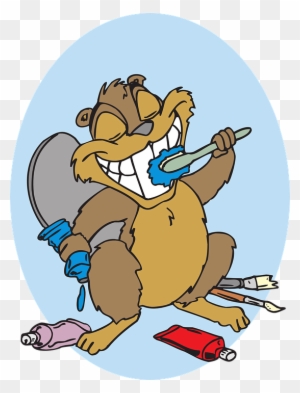 Brushing Cartoon, Beaver, Art, Animal, Hygiene, Teeth, - Brushing Teeth Cartoon Funny