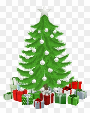 Drawing Lovely Christmas Tree With Presents 11 Transparent - Christmas Tree With Presents Transparent