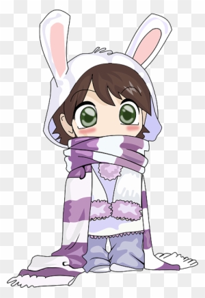 Girl Cute Cold Winter Bunny Anime Scarf Kids Sketch