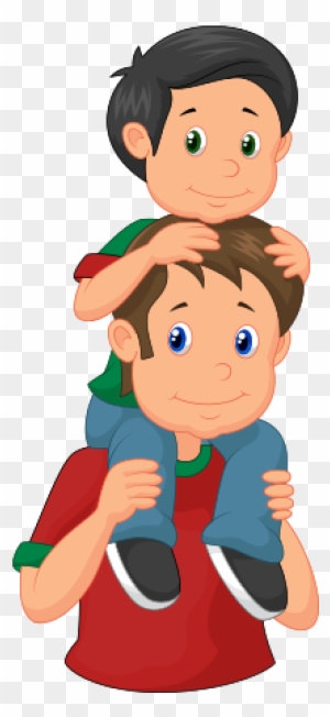 Clipart Babasının Omzunda Çocuk - Imagen De Papa Con Su Hijo Animado - Free  Transparent PNG Clipart Images Download