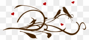 Brown Love Birds On A Branch Clip Art At Clker - Animated Love Birds Png