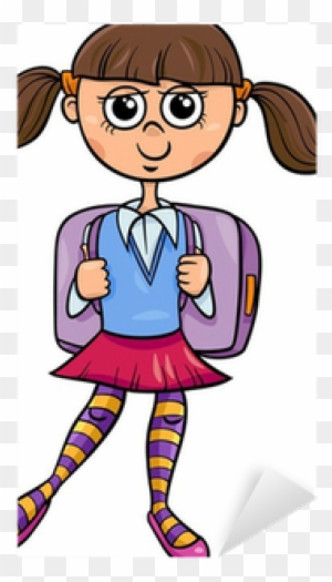 Primary School Girl Cartoon Illustration Sticker • - Fun & Easy Activities For Kids