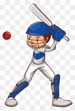 Cricket Drawing Sketch - Boy Playing Cricket Cartoon