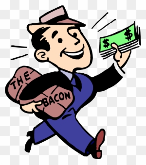 Cartoon Man With Suit And Cash - Bring Home The Bacon