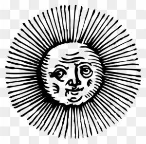 Sun Sketch Eyes Face Sunshine Smiling Woodcut - Old Sun Drawings Png