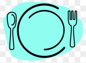 Dinner Plate With Spoon And Fork Vector Clip Art - Food Clipart