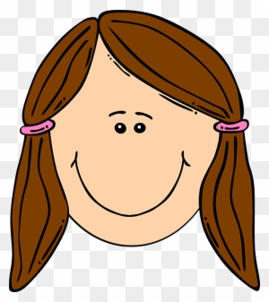 Winsome Smiling Clipart Girl With Brown Ponytails Clip - Sad Girl Face Cartoon