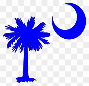 Sc Palmetto Tree Blue Right Side Moon Clip Art - Flag Of South Carolina