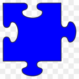 Blue Border Puzzle Piece Clip Art At Clker - Single Colored Piece Of Puzzle