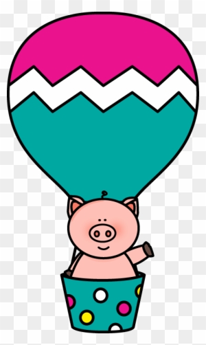 Pig In A Hot Air Balloon - Cute Hot Air Balloon Clipart