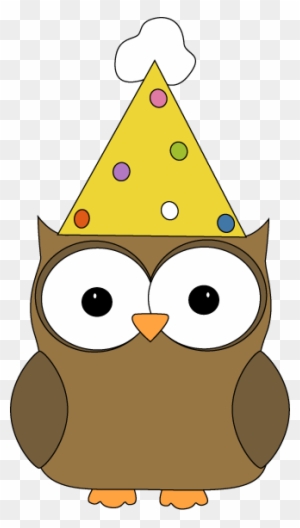 Owl Wearing Party Hat - Owl With A Birthday Hat