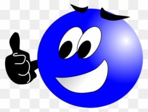 Smiley Face With Mustache And Thumbs Up - Blue Smiley Face Png
