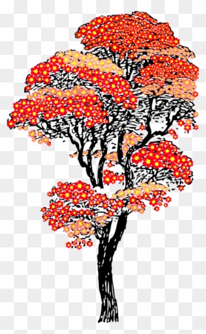 Free Red Aifowers Tree - Cherry Blossom Tree Clipart