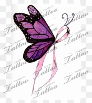 Ribbon Butterfly Cliparts - Butterfly Breast Cancer Tattoo Designs