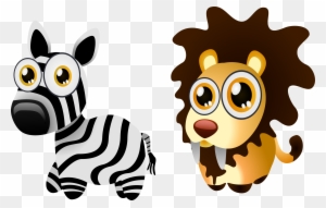Zebra Lion Clip Art - Jungle Animal Wall Sticker - Cute Wall Decal