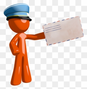 Orange Man Postal Mail Worker Presenting Envelope - Mail - Free ...