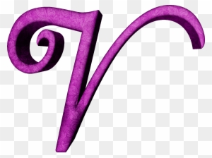 Alfabeto Estampado De Hojas En Fucsiav - Cursive V Purple
