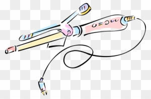 Vector Illustration Of Electric Hair Iron Or Curling - Curling Iron Clipart
