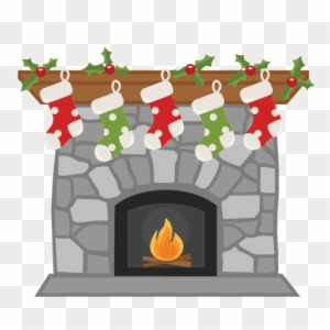 Christmas Fireplace Clipart Christmas Fireplace Svg - Stockings On Fireplace Clip Art