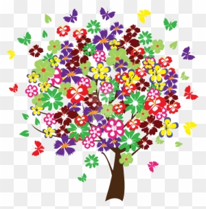 Clipart Of Colorful Tree - Colorful Vector Tree Png