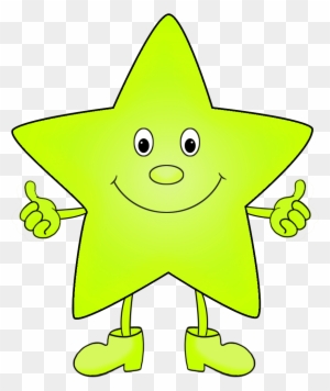 Light Green Funny Clip Art Of Star - Green Stars Cartoon