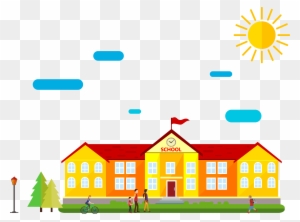 Schoolyard Cartoon Drawing - School Building Cartoon Png