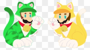 Art Post My Art Mario Luigi Cat Mario Cat Luigi Super - Super Mario 3d World Cat Mario And Luigi