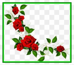 Astonishing Decorative Element With Red White And Hearts - Red Rose Border Clipart