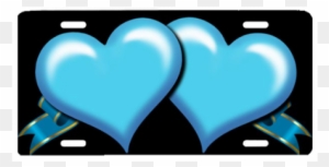 Blue Hearts With Ribbons - Black And Lite Blue Ribbon