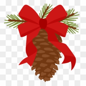 Christmas Clipart Pinecone - Pine Cone With Ribbon