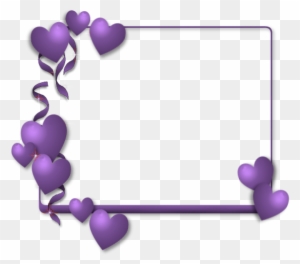 Pretty Rectangle Frame With Purple Hearts - Heart Borders And Frames