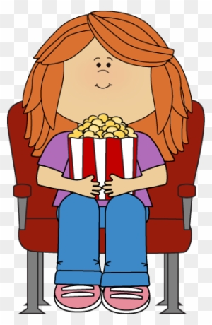 Oscar Clipart Watch Film - Cartoon Girl Watching Movie