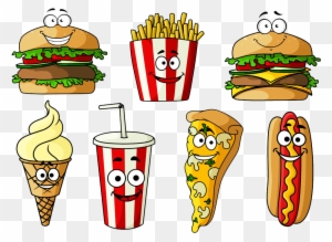 Hamburger Hot Dog Soft Drink Fast Food Cheeseburger - Junk Food Cartoon Characters