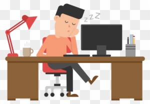 A Sleeping Boy On The Table Cartoon Desk Lie Png Image - Man On Computer Cartoon Gif