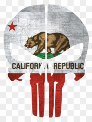 California Flag Punisher Skull Rear Helmet Reflective - California Flag Skull