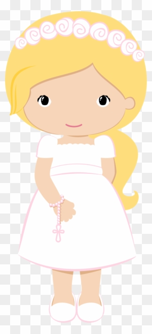 Girls In Pink For Their First Communion - Communion Girl Clip Art