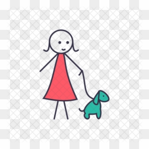 Girl, Lady, Stick, With, Dog, Human, Friend, Love Icon - Boy And Girl Icon Png