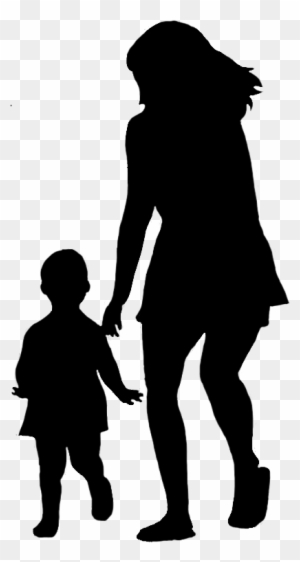 Child Silhouette Man Clipart Black And White - Silhouette Woman And