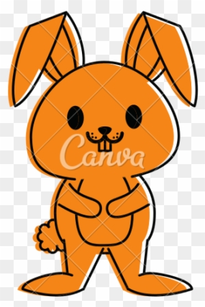 Rabbit Or Bunny Cute Animal Cartoon - Cartoon Orange Color