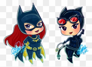 Dc Fan Art 26 Batgirl And Catwoman Chibis By Hikaru9u9 - Chibi Catwoman Png  - Free Transparent PNG Clipart Images Download